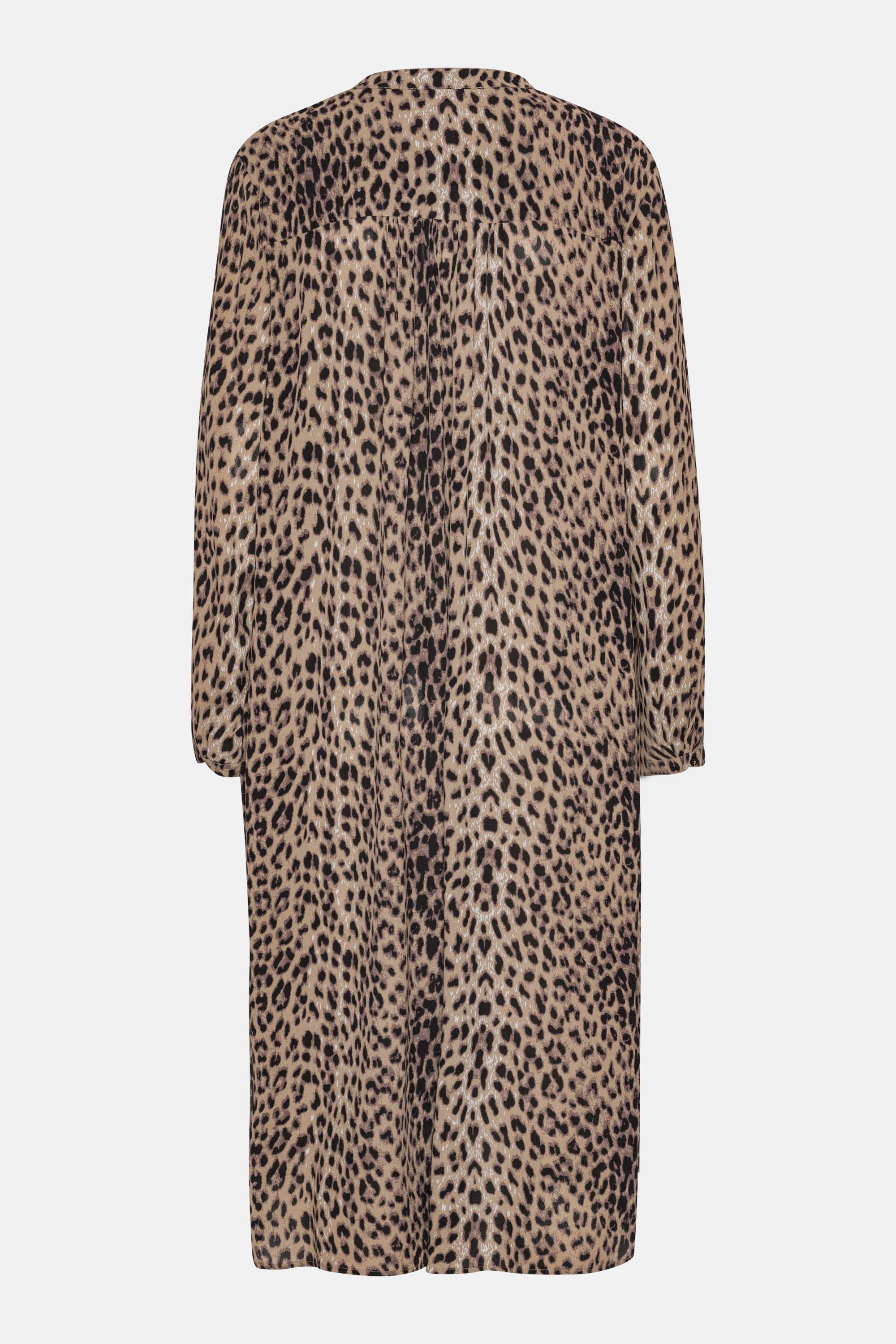 Tunikakleid mit Halber Knopfleiste - Brown Panthera Print